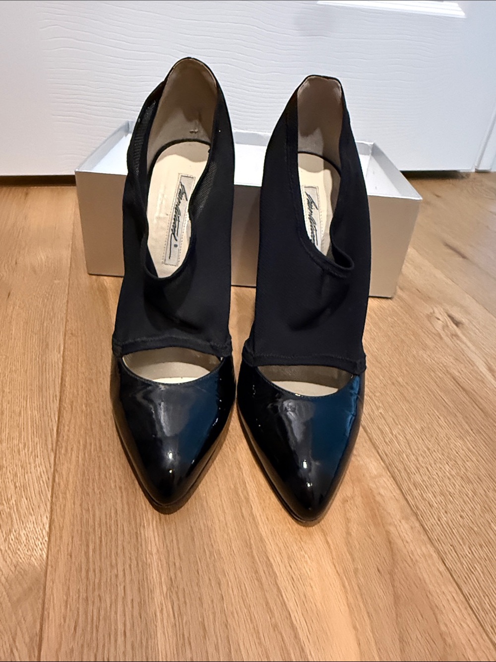 Brian Atwood Black Patent Pointed Toe High Stilettos